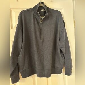 GAP Heather Blue Quarter Zip-Up Sweater